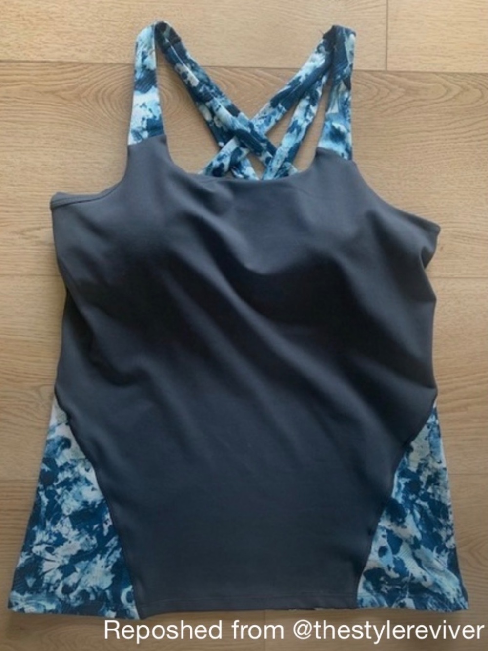Gaiam Grey Blue Workout Tank Top/ built in bra top